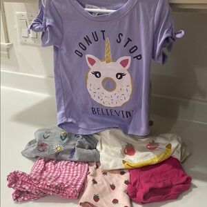 Unicorn Donut Kids Pajama Set - Purple